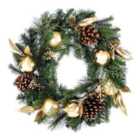 50cm Gold effect Pinecone & baubles Wreath