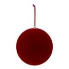 Refined classics Red Flocked effect Plastic Round Bauble (D) 150mm