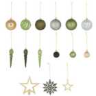 Layered greens Assorted Plastic Hanging decoration set, Pack of 100