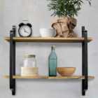 Living and Home Industrial 2-Tier Retro Wooden Shelves