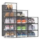 Living and Home Black Double Door Shoe Storage Boxes 12 Pack