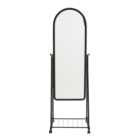 Living and Home Black Arched Full Length Rolling Mirror with Wheels