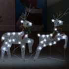 Berkfield Christmas Reindeers 2 pcs Silver 40 LEDs