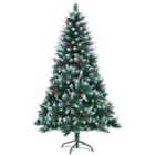SHATCHI 6Ft Balmoral Fir Christmas Tree with 634 Tips - Flocked Tips, Berries and Pine Cones Decoration