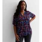 ONLY Curves Black Abstract Print Short Sleeve Top