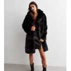 Gini London Black Collared Faux Fur Coat