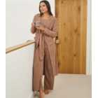 Loungeable Light Brown Fluffy Belted Cardigan 
