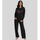 Loungeable Black Trouser Pyjama Set with Tanning PJs Logo
