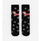 Black Sausage Dog Fluffy Christmas Socks