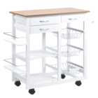Portland White and Wood Wide Kitchen Cart