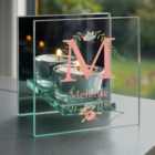 Personalised Floral Bouquet Mirrored Glass Tealight Holder