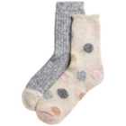 M&S Thermal Spot Boot Socks, Sizes 3-8, Oatmeal