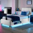 XR Living Ava Upholstered Tv Bed With Led Lights - Single 3ft - White