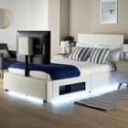 XR Living Ava Upholstered Tv Bed With Led Lights - Small Double 4ft - White