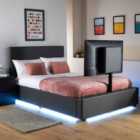 XR Living Ava Upholstered Tv Bed With Led Lights - Double 4ft6 - Grey