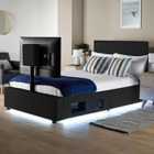 XR Living Ava Upholstered Tv Bed With Led Lights - Small Double 4ft - Black