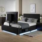 XR Living Ava Upholstered Tv Bed With Led Lights - King 5ft - Black