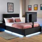 XR Living Ava Upholstered Tv Bed With Led Lights - Double 4ft6 - Black