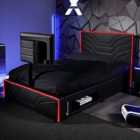 X Rocker Oracle Rgb Faux Leather Gaming Tv Bed - Double 4ft6 - Black