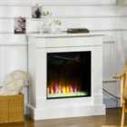 HOMCOM 1000W/2000W Electric Fireplace with Surround, Decor Stone, White