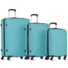 100% ABS Luggage Set, Lightweight and Durable, Secure TSA Lock, with internal storage pocket, 20,24,28 inch (Blue-Green)