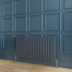 SKY Bathroom Radiator Flat Panel 600x1156mm Anthracite Horizontal Double Central Heating With Angle Valves