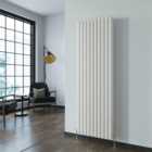 SKY Bathroom Radiator Oval Column 1800x590mm White Vertical Double Central Heating With Angle Valves