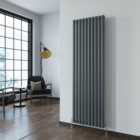 SKY Bathroom Radiator Oval Column 1800x590mm Anthracite Vertical Single Central Heating With Angle Valves