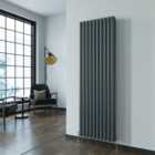 SKY Bathroom Radiator Oval Column 1800x590mm Anthracite Vertical Double Central Heating With Angle Valves