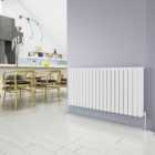 SKY Bathroom Radiator Oval Column 600x1180mm White Horizontal Double Central Heating With Angle Valves