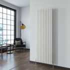 SKY Bathroom Radiator Oval Column 1800x590mm White Vertical Single Central Heating With Angle Valves