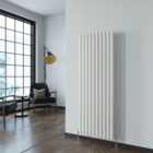 SKY Bathroom Radiator Oval Column 1600x590mm White Vertical Single Central Heating With Angle Valves