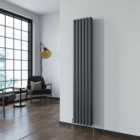 SKY Bathroom Radiator Oval Column 1800x354mm Anthracite Vertical Double Central Heating With Angle Valves