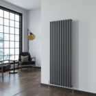 SKY Bathroom Radiator Oval Column 1600x590mm Anthracite Vertical Single Central Heating With Angle Valves