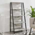Furniturebox 5 Shelf Sloan Black and White Marble Ladder Bookshelf