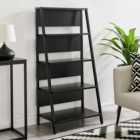 Furniturebox Sloan 5 Shelf Black Ladder Bookshelf