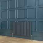 SKY Bathroom Radiator Flat Panel 600x884mm Anthracite Horizontal Double Central Heating With Angle Valves