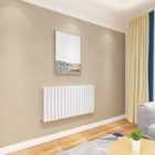 SKY BATHROOM Central Heating Flat Panel 600x1156mm White Double Radiator With Angle Valves