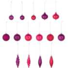 Historical twist Pink & Purple Plastic Hanging decoration set, Pack of 40