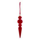Refined classics Red Flocked effect Plastic Teardrop Hanging decoration