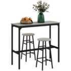 Homcom 3 Piece Bar Table And Stool Set Kitchen Table With 2 Stools For Dining Room