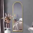 MirrorOutlet Arcus - Gold Framed Arched Leaner / Wall Mirror 63" X 21" (160cm X 53cm)