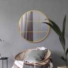 MirrorOutlet Circulus - Gold Metal Framed Round Window Wall Mirror 31" X 31" (80X80cm)
