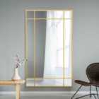 MirrorOutlet Fenestra - Gold Contemporary Wall And Leaner Mirror 71" X 43" (180 X 110cm)