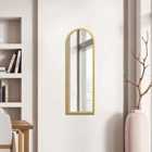 MirrorOutlet Arcus - Gold Metal Framed Arched Wall Mirror 47" X 16" (120cm X 40cm)