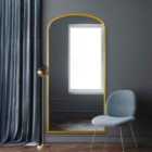 MirrorOutlet Angustus - Gold Metal Framed Arched Wall Leaner Mirror 67"x33" (170X85cm)