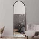 MirrorOutlet Arcus - Black Framed Arched Leaner / Wall Mirror 71" X 24" (180cm X 60cm)