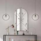MirrorOutlet Arcus - Concrete Colour Metal Framed Arched Wall Mirror 31"x 18" (80 X 46cm)