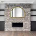 MirrorOutlet Arcus - Gold Metal Framed Arched Wall Mirror 49" X 35" (125cm X 90cm)