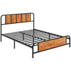 Homcom King Size Bed Frame With Footboard And Under Bed Storage 160 X 207Cm Brown